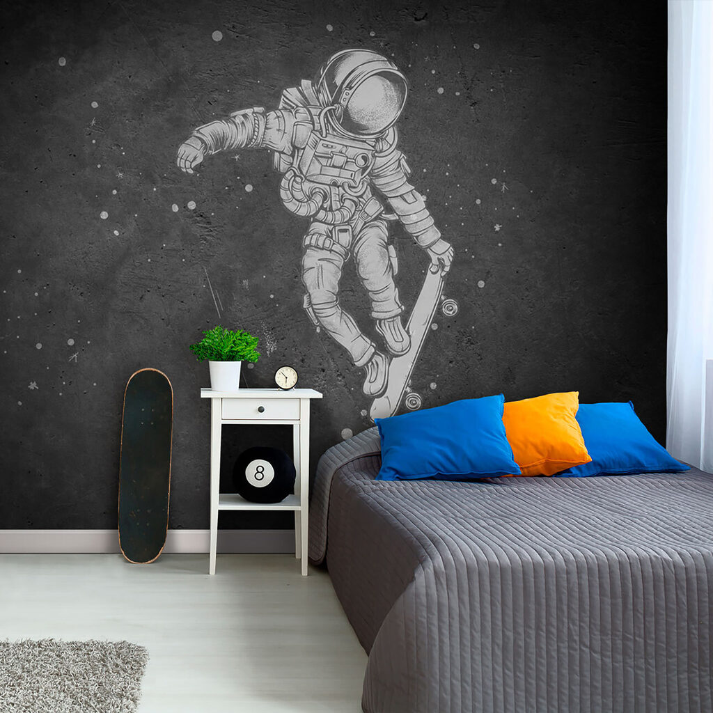 Astronaut pe skateboard — interior 4