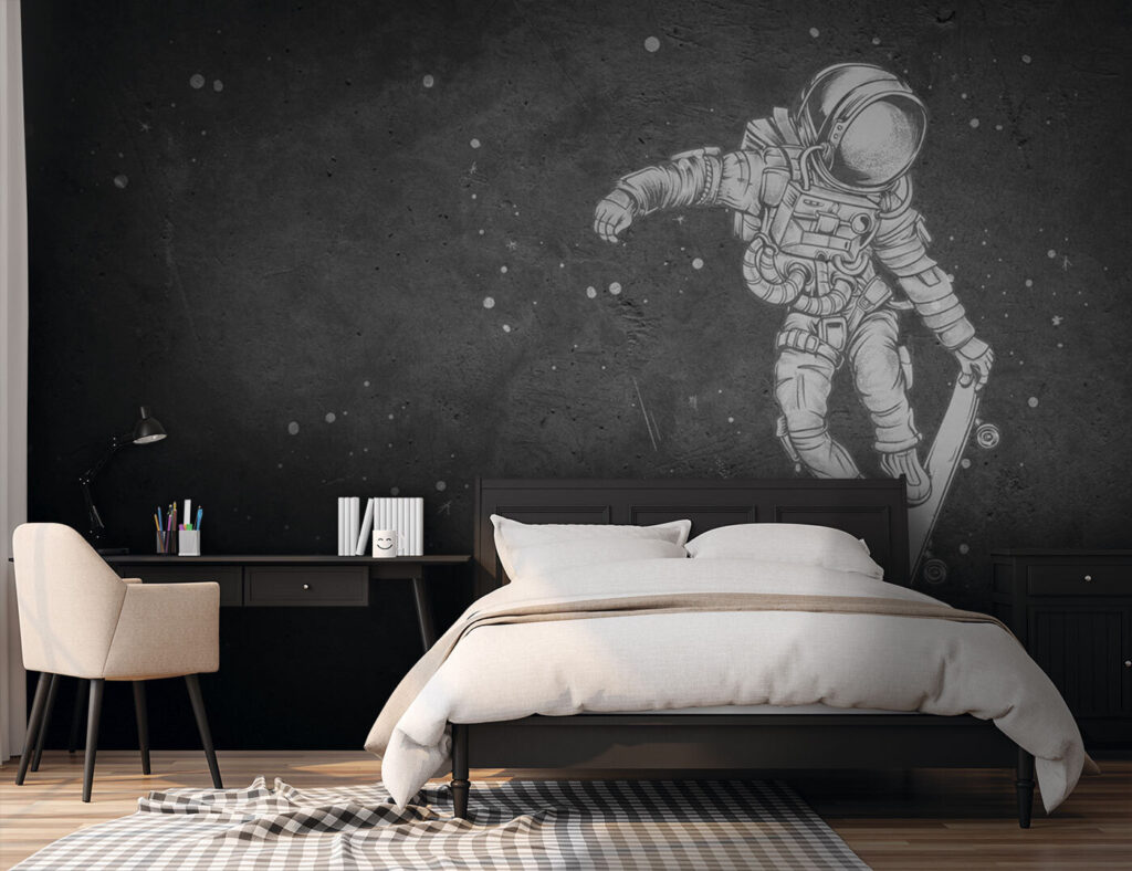 Astronaut pe skateboard — interior 2