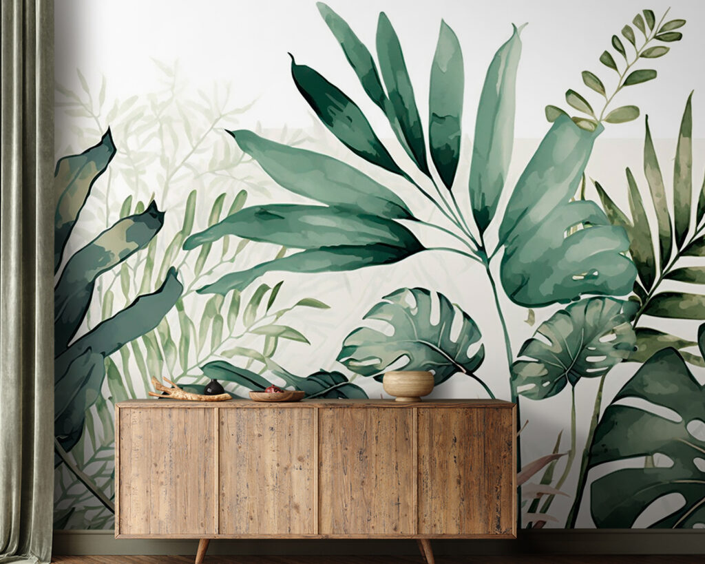 Monstera în acuarelă verde — interior 2