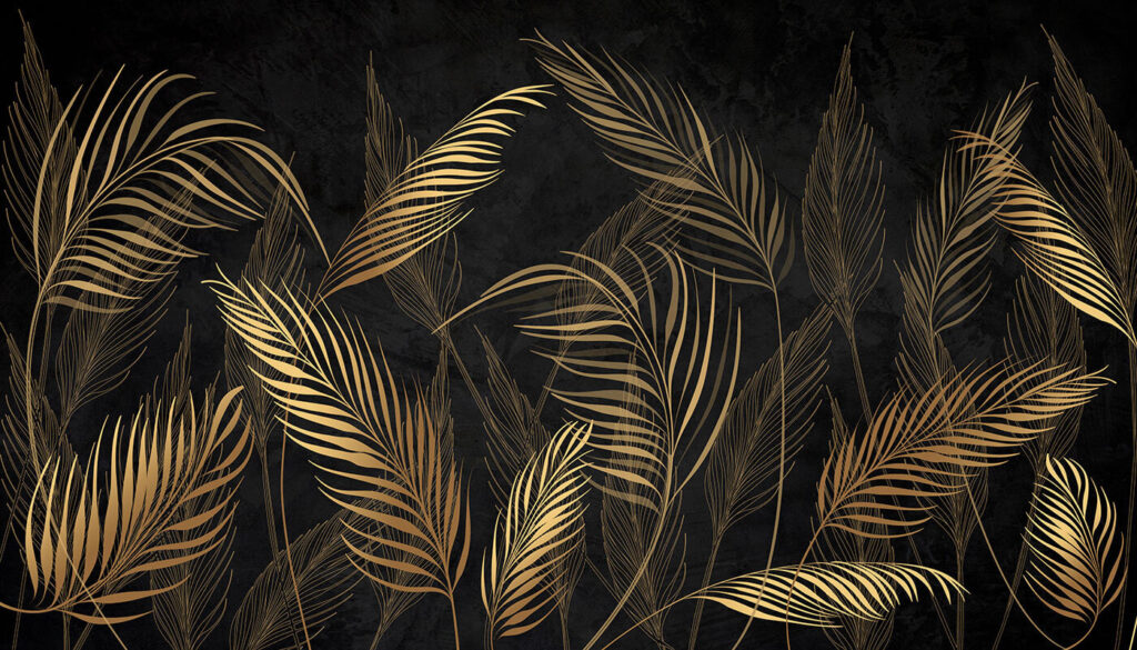 Palmieri aurii pe negru — design complet