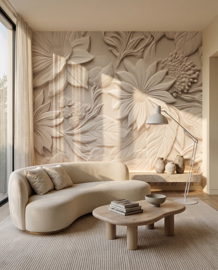 Flori albe ca sculptură — interior 4