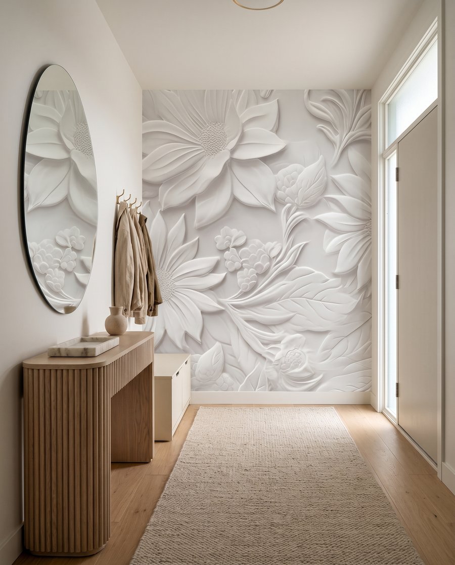 Flori albe ca sculptură — interior 5