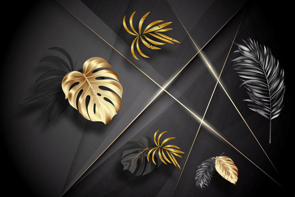 Frunze aurii pe negru — design complet