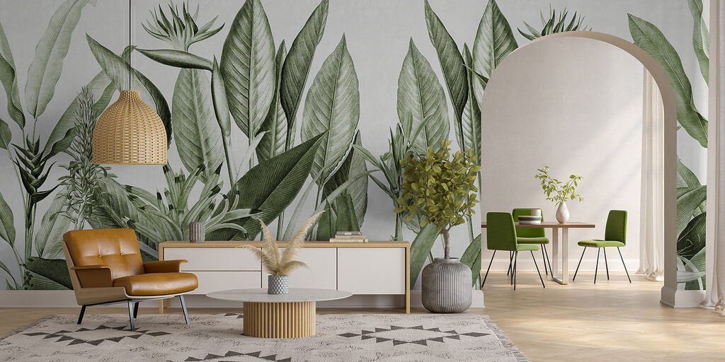 Flori tropicale printre frunze — interior 1