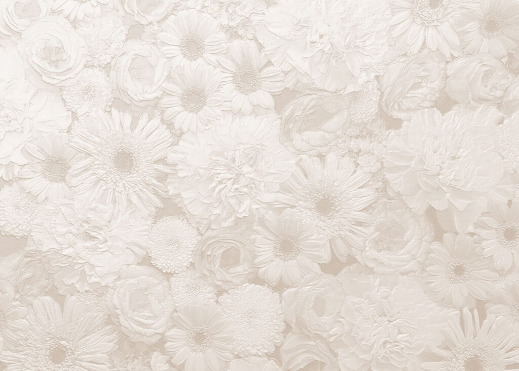 Flori albe, dens așezate — design complet