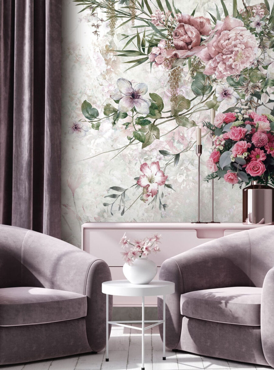 Flori roz, fundal uzat — interior 2