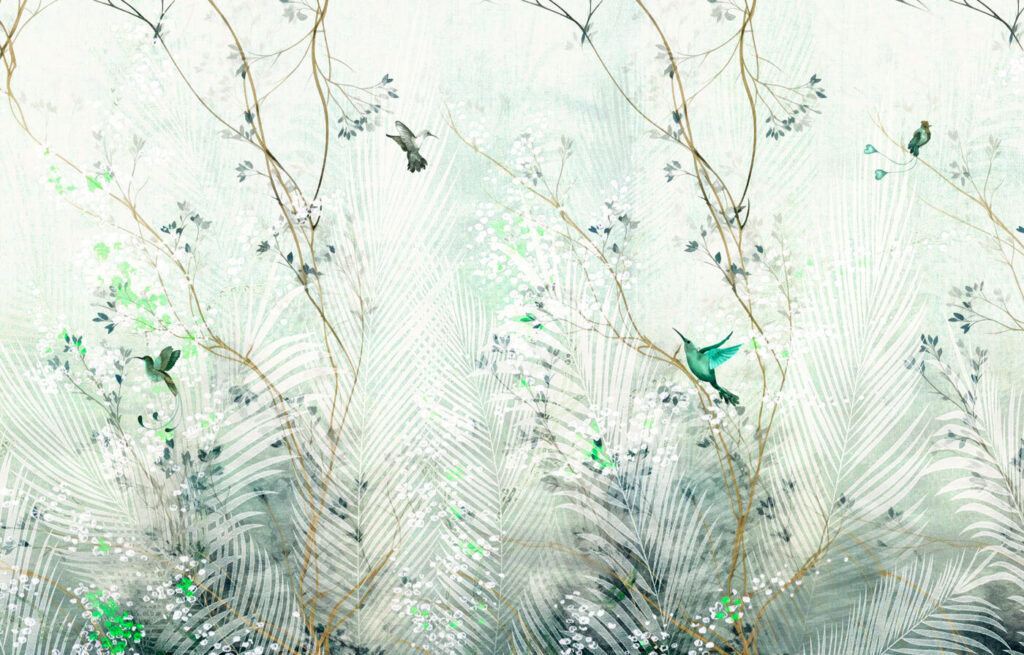 Păsărele printre palmieri — design complet