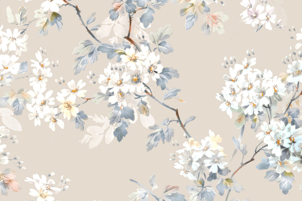 Ramuri albe pe bej-gri — design complet
