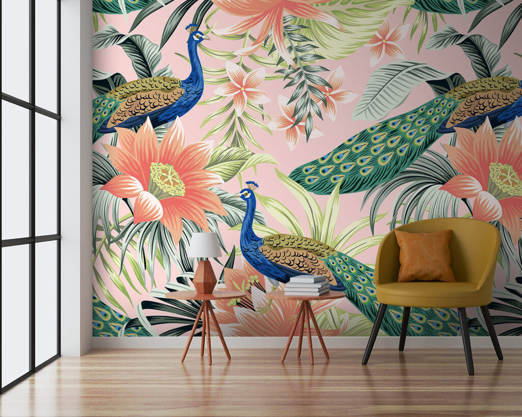 Păuni printre flori portocalii — interior 1