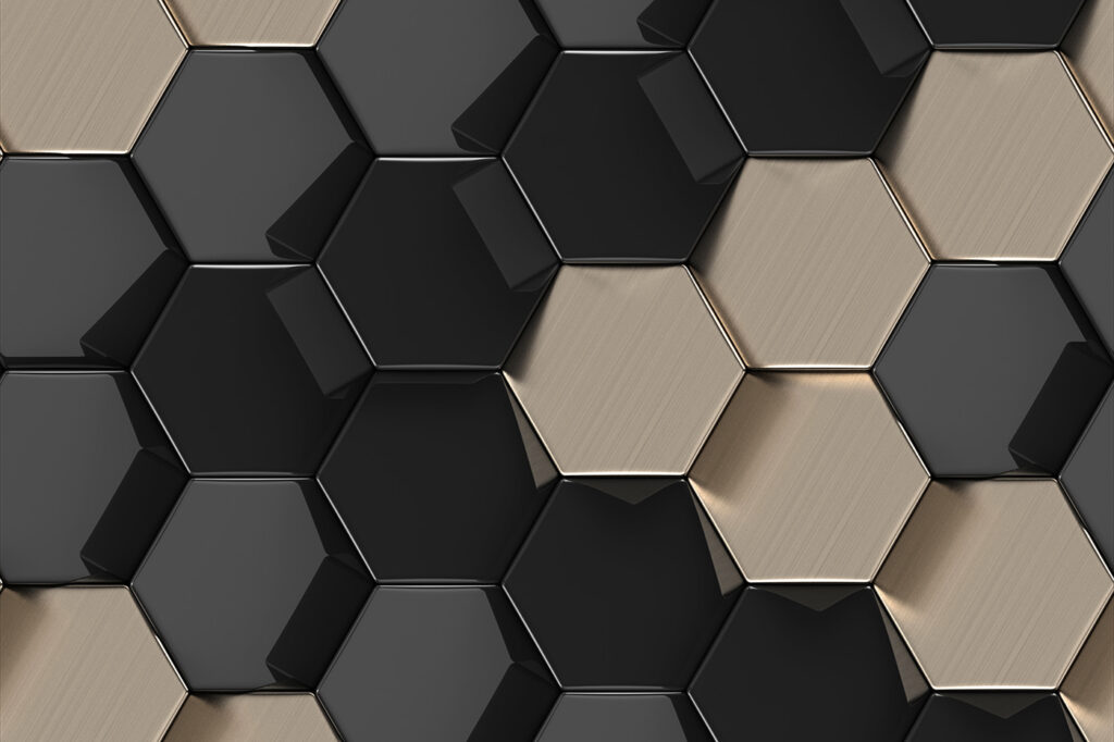 Hexagoane negre și bej — design complet
