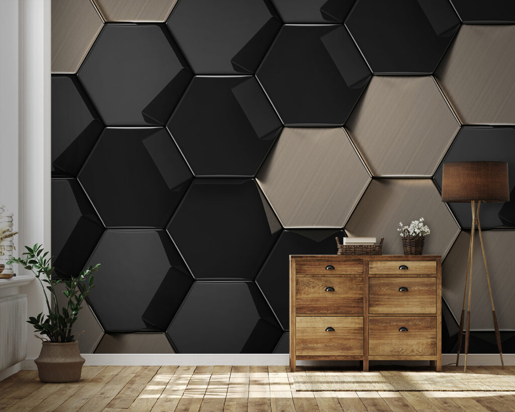 Hexagoane negre și bej — interior 1