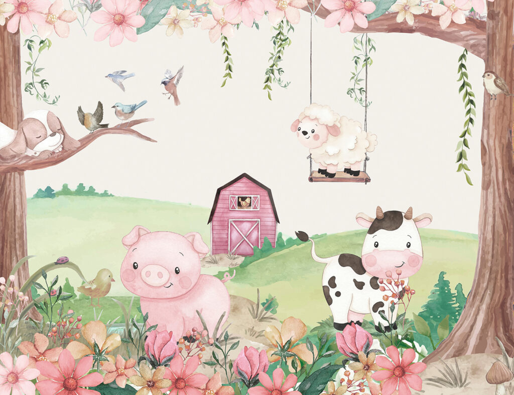 Animale sub ramuri înflorite — design complet