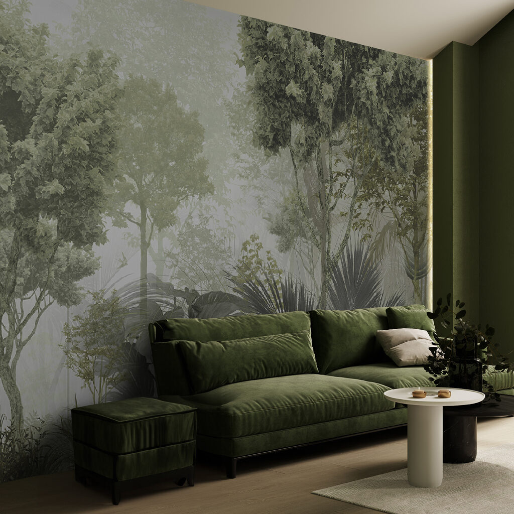 Junglă verde dimineața într-un interior