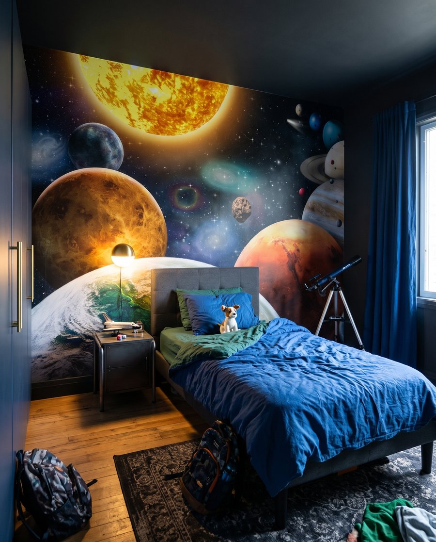 Soare între planete într-un interior