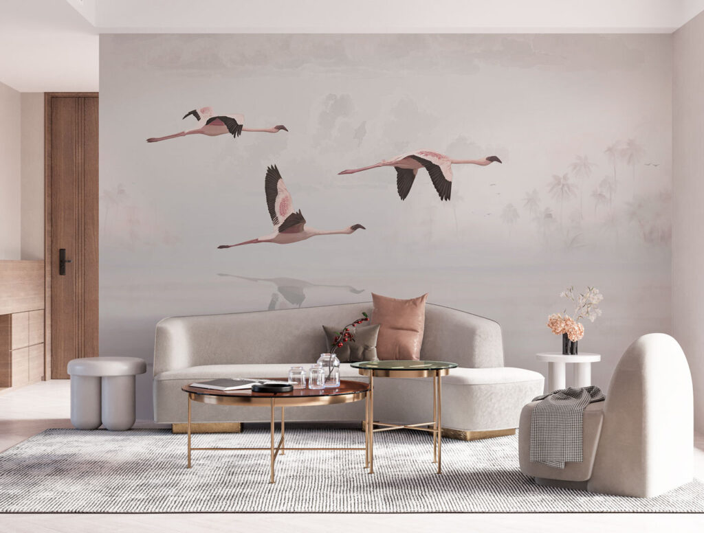 Flamingi peste apă pală — interior 2