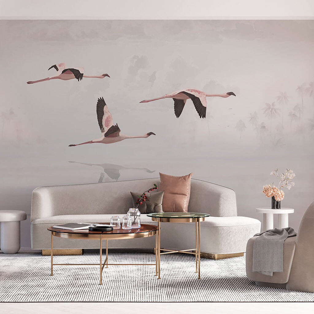 Flamingi peste apă pală — interior 5