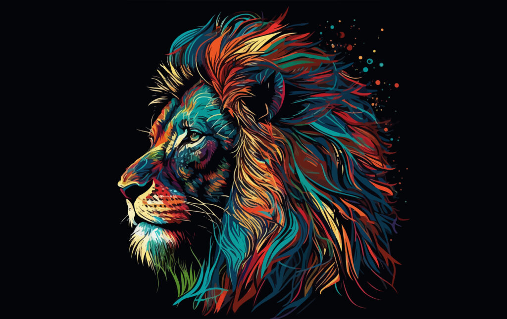 Leu cu coama aprinsă — design complet
