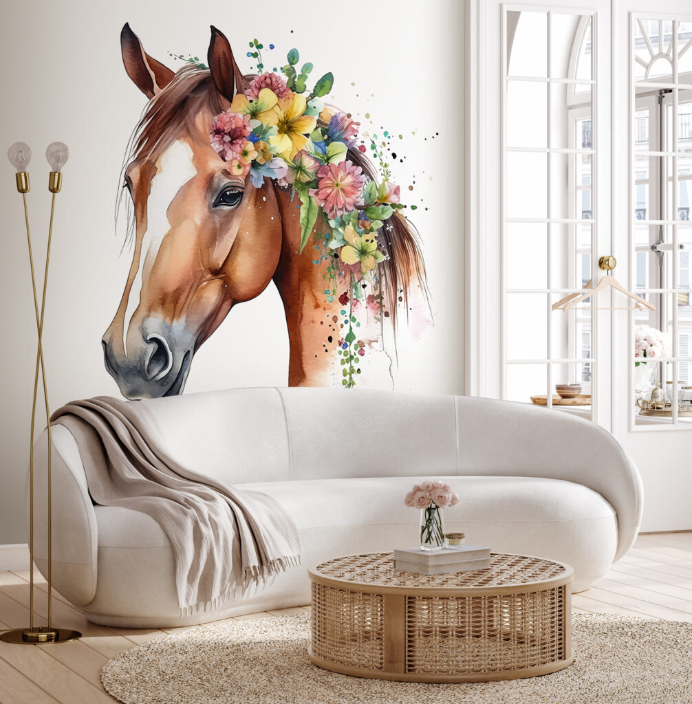 Cal cu coamă florală — interior 3
