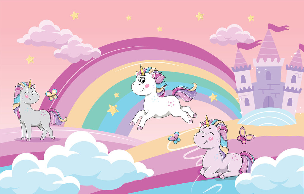 Unicorni și castelul curcubeu — design complet