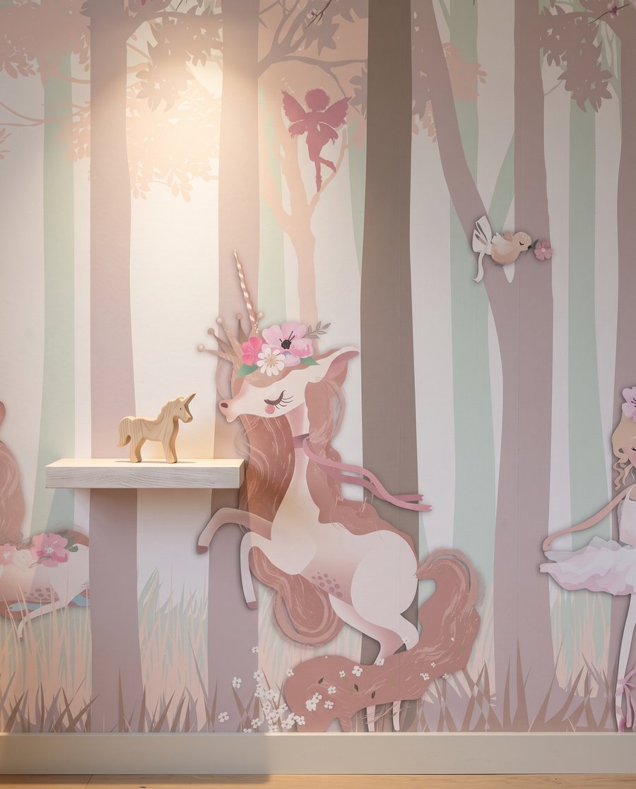 Unicorni în pădure roz — detaliu