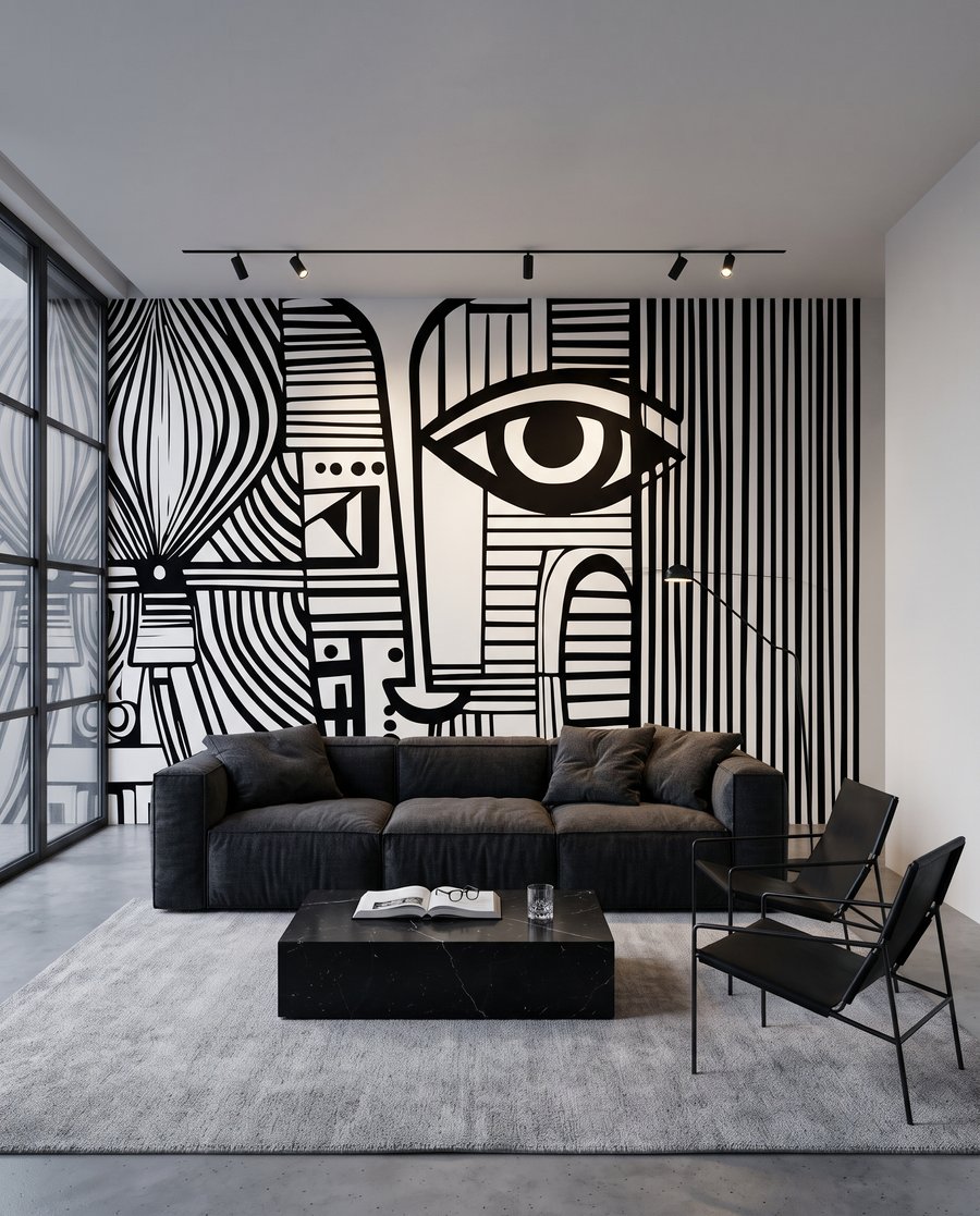 Chipuri în ritmuri negre într-un interior