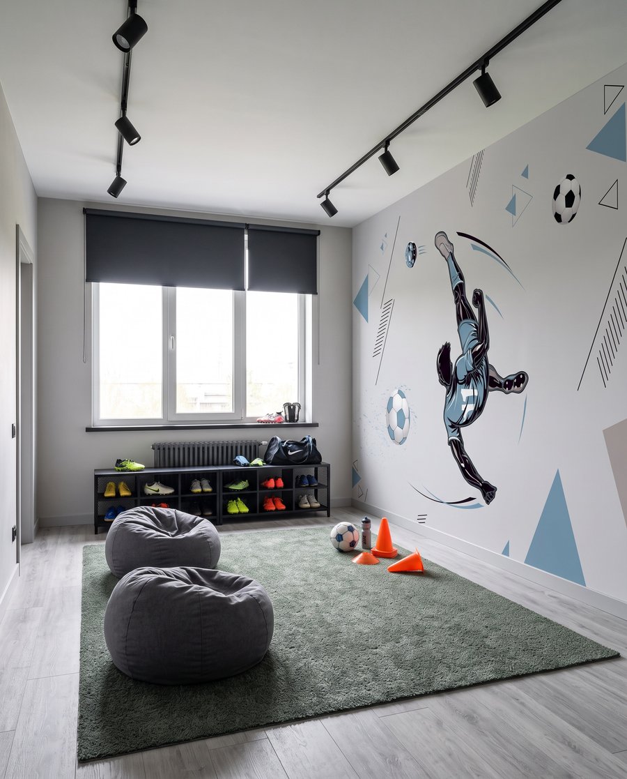Fotbalist în salt albastru — interior 3