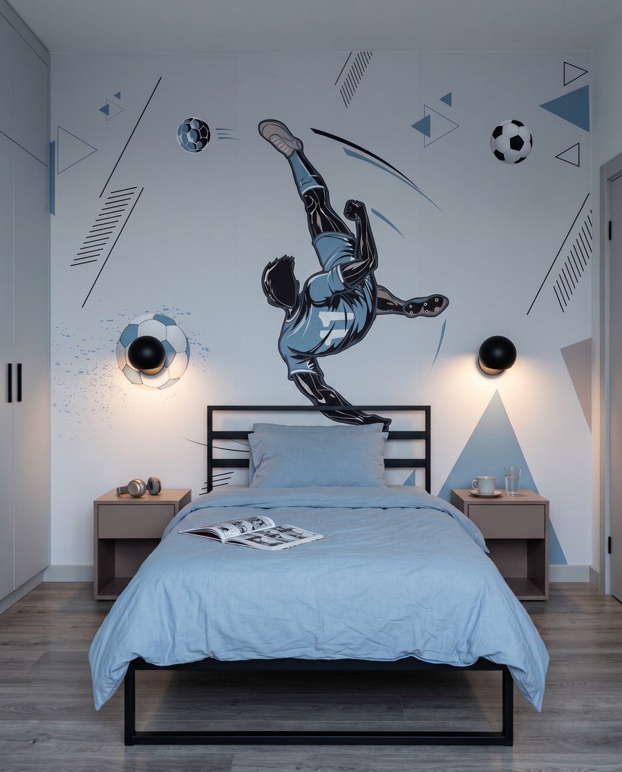 Fotbalist în salt albastru — interior 4