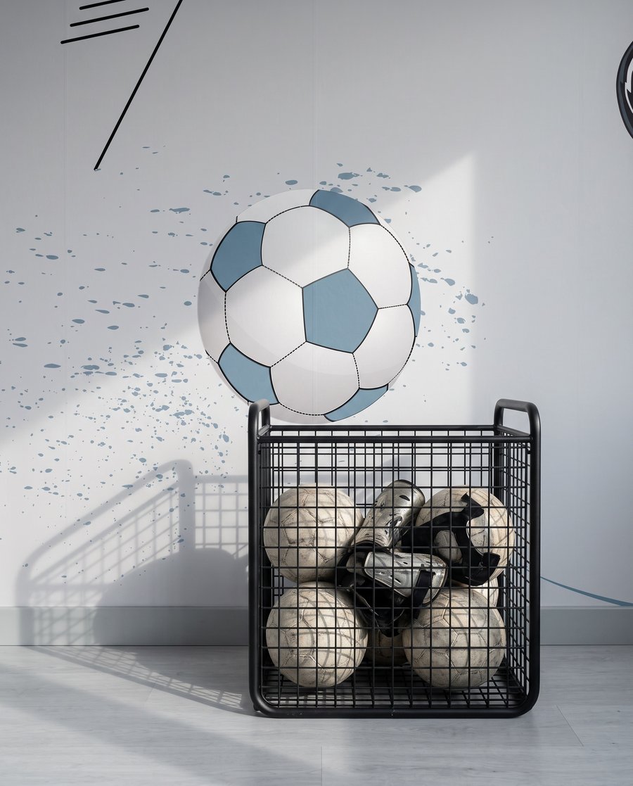 Fotbalist în salt albastru — detaliu