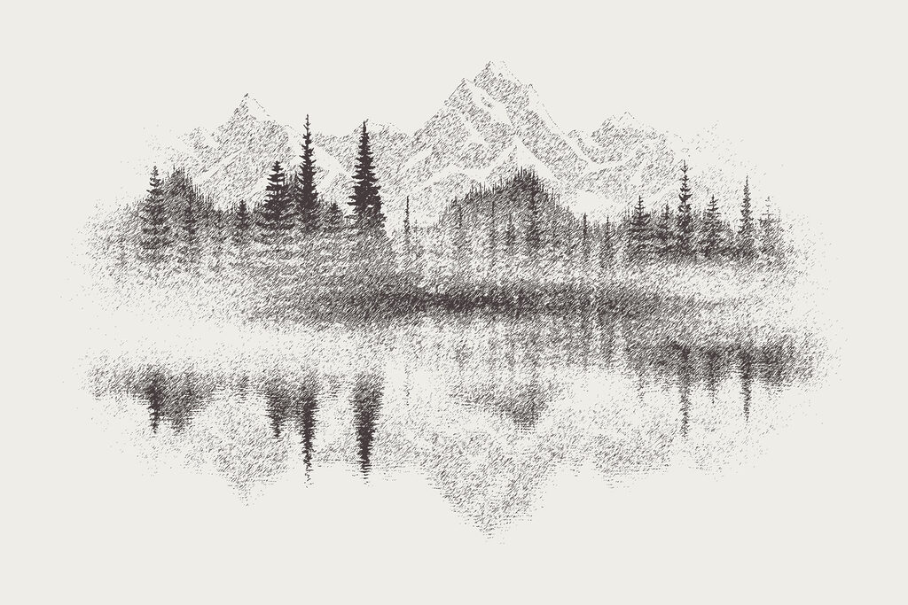 Munți oglindiți în lac — design complet