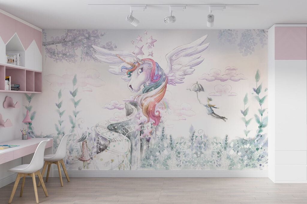 Unicorn înaripat printre flori — interior 1