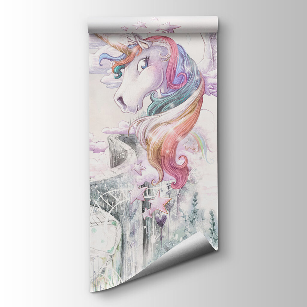 Unicorn înaripat printre flori — vizualizare produs