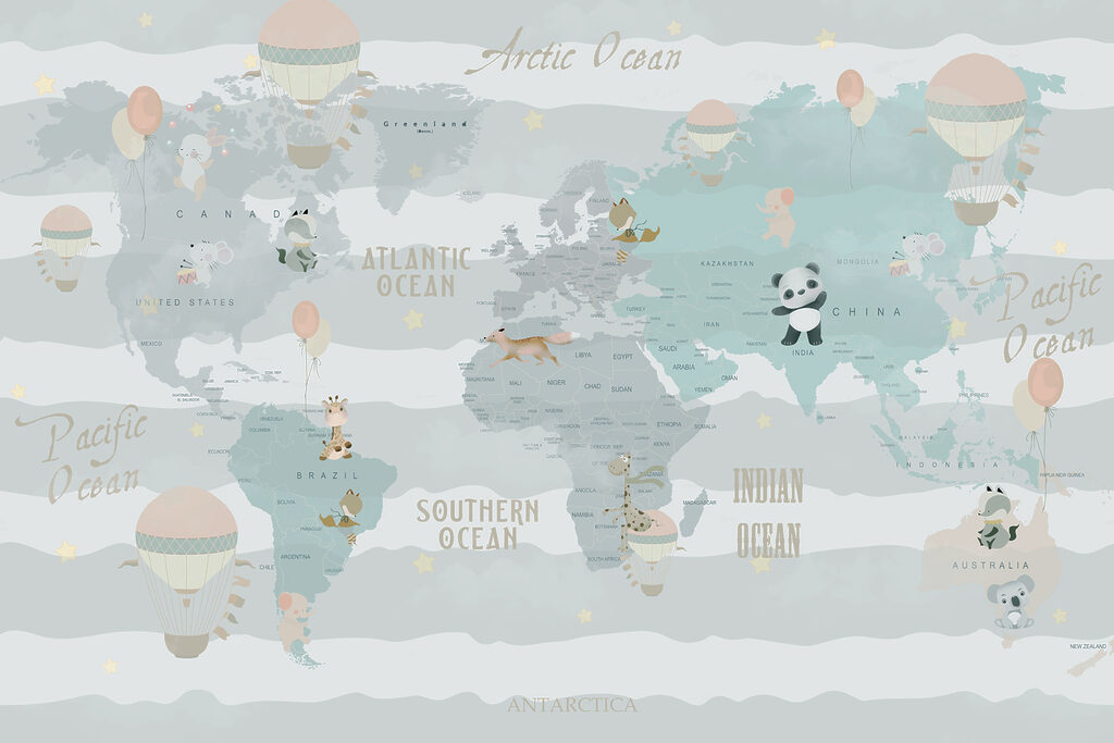 Harta lumii în pastel — design complet