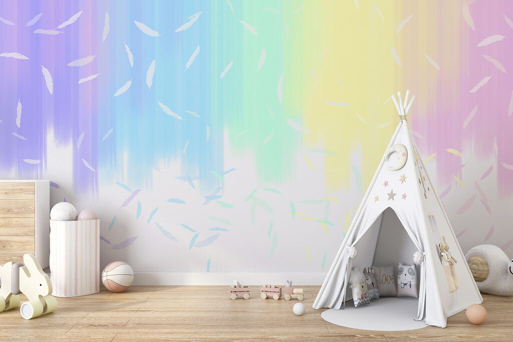 Curcubeu pastel cu liniuțe — interior 1