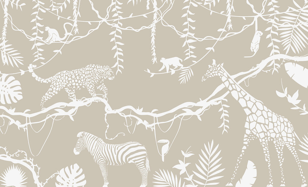 Animale în contururi albe — design complet