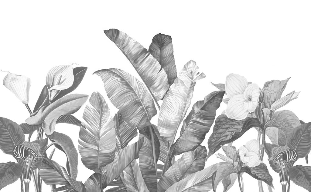 Frunze și flori deschise — design complet