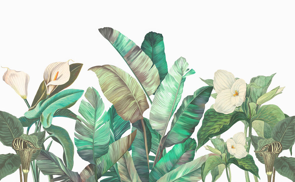 Frunze și flori deschise — design complet