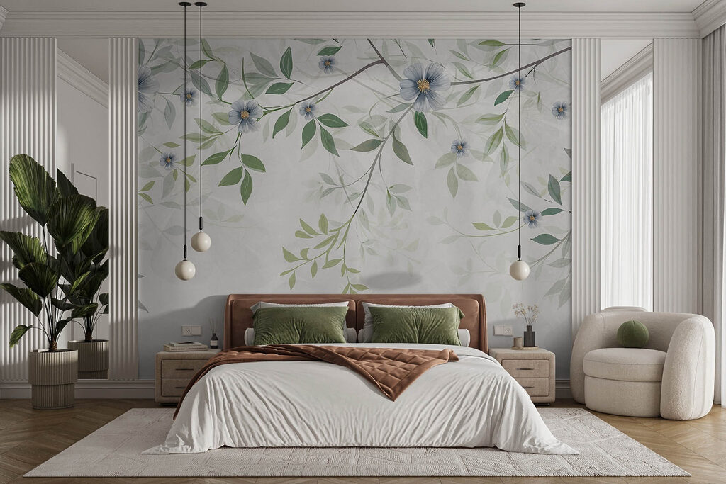 Flori albastre pe crenguțe — interior 2