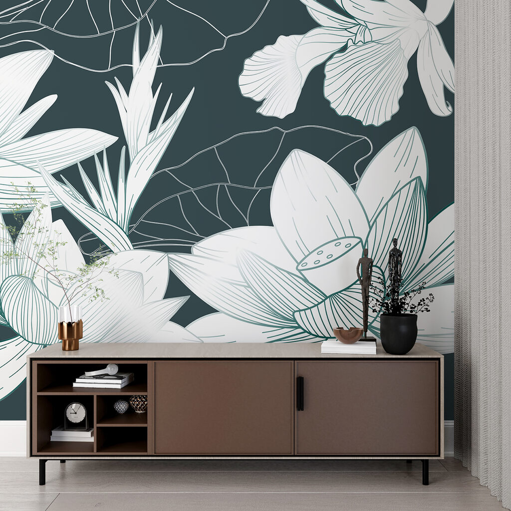 Flori albe, contururi fine — interior 2