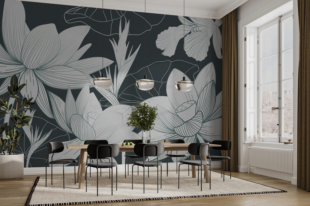 Flori albe, contururi fine — interior 1