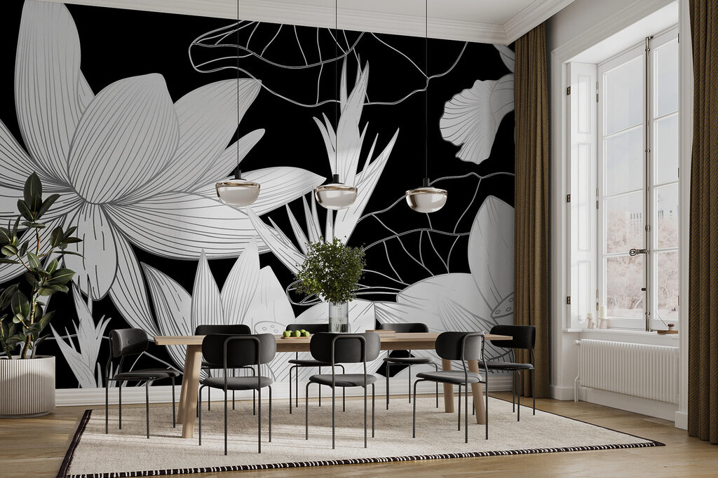 Flori albe, contururi fine — interior 2