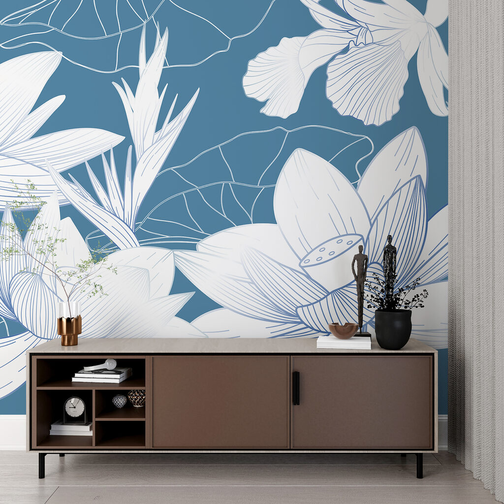 Flori albe, contururi fine — interior 1