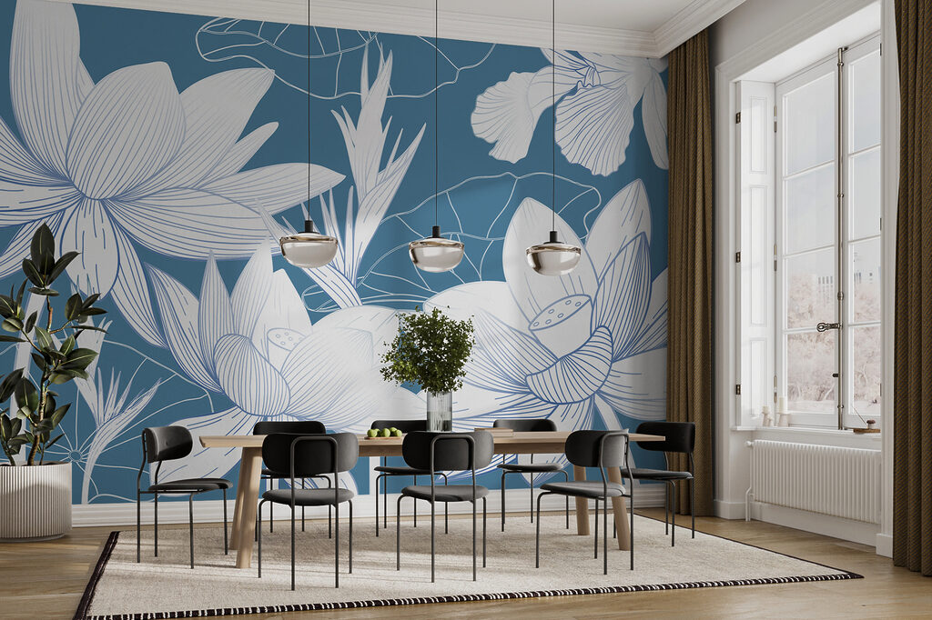 Flori albe, contururi fine — interior 2