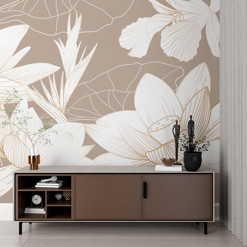 Flori albe, contururi fine — interior 1