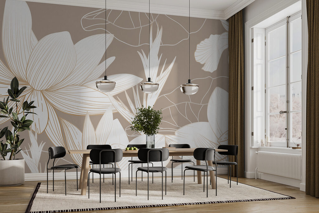 Flori albe, contururi fine — interior 2