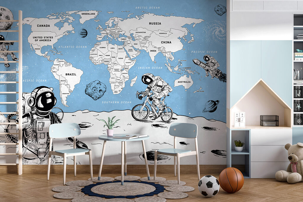 Astronauți și harta lumii — interior 1