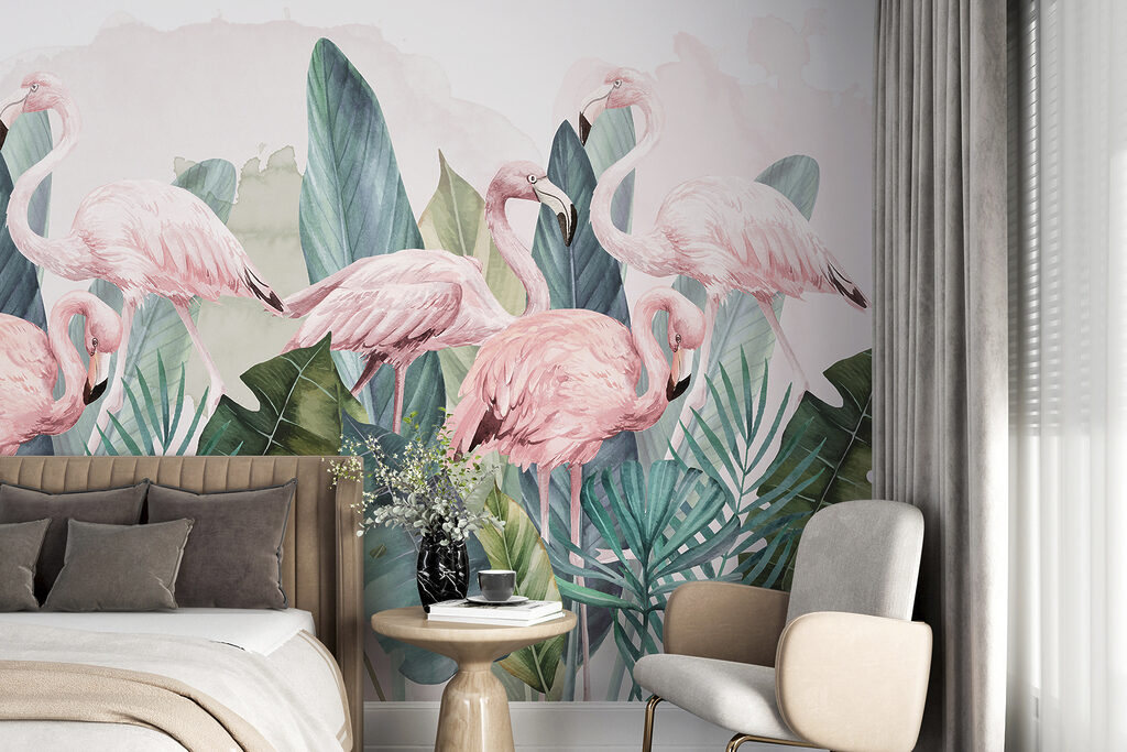 Flamingouri printre frunze — interior 1