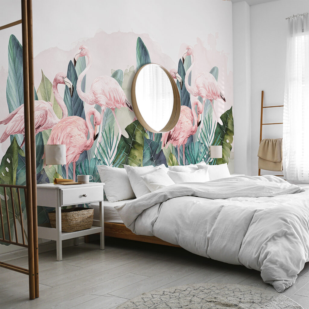 Flamingouri printre frunze — interior 2