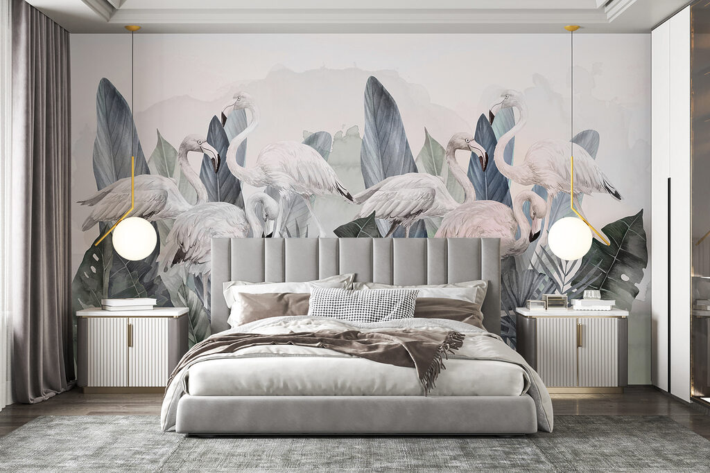 Flamingouri printre frunze — interior 1