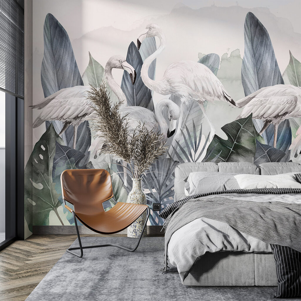 Flamingouri printre frunze — interior 2