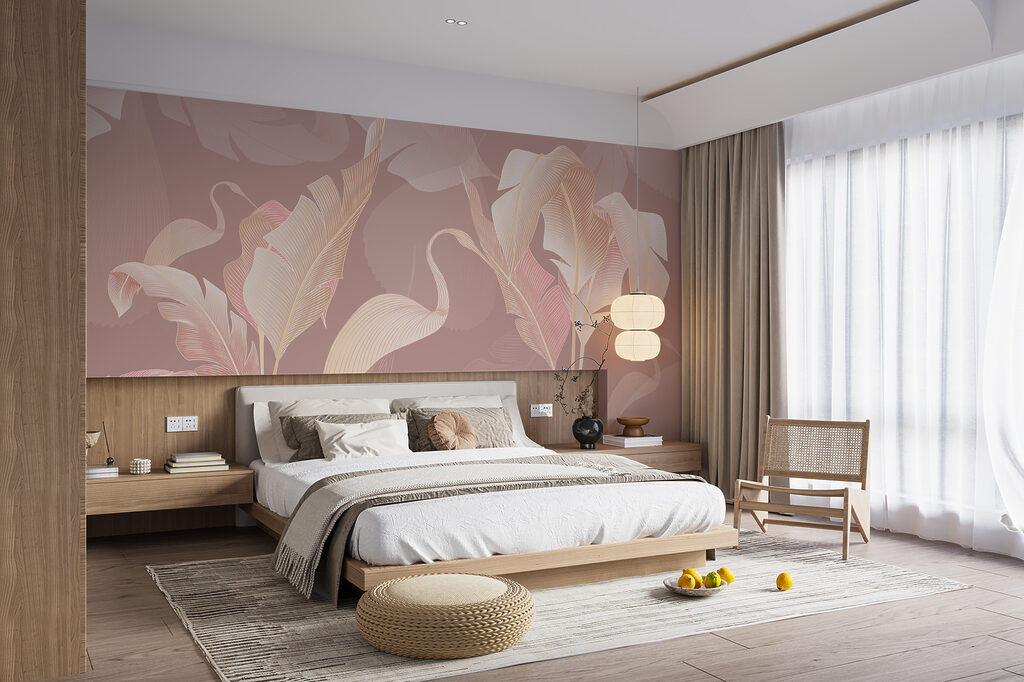 Siluete de flamingo într-un interior